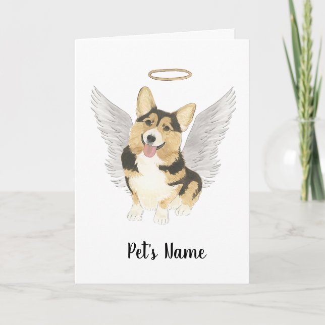 Tricolor Corgi Beileid Memorial Karte (Vorderseite)