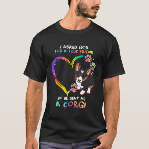 Tricolor Corgi Ist Mein Bester Freund Tie Dye Herz T-Shirt