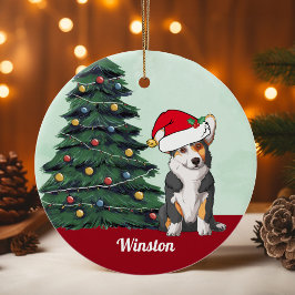 Tricolor Corgi Weihnachtsmannmütze Personalisiert Keramik Ornament