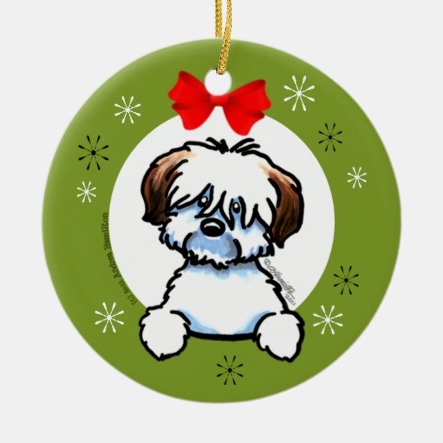 Tricolor Coton de Tulear Christmas Classic Keramikornament (Vorne)
