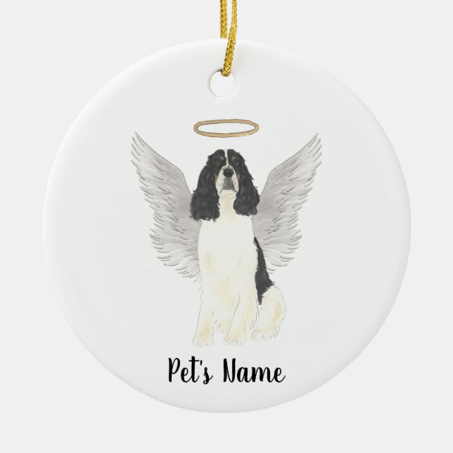 Tricolor English Springer Spaniel Beileid Keramik Ornament (Vorne)