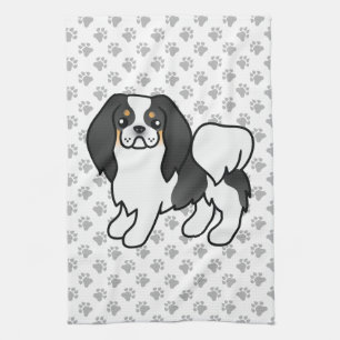 Tricolor-Japan-Chin-Cartoon-Hund & Pfoten Geschirrtuch