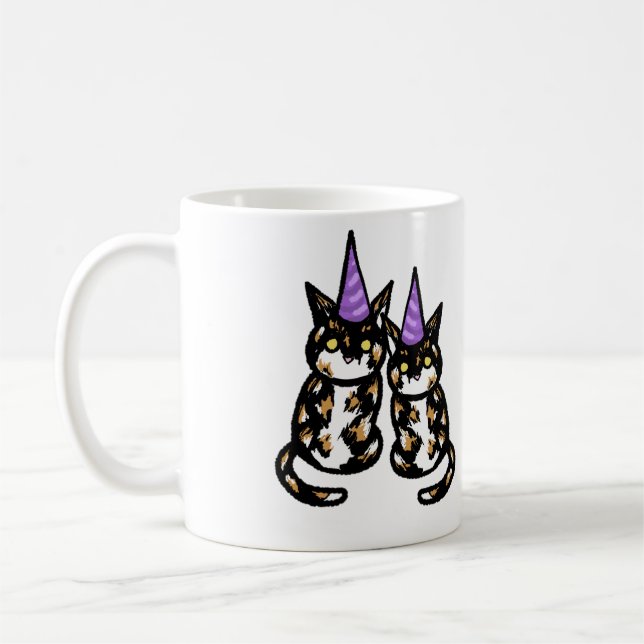 Tricolor-Katze-Feier-Tasse Kaffeetasse (Links)