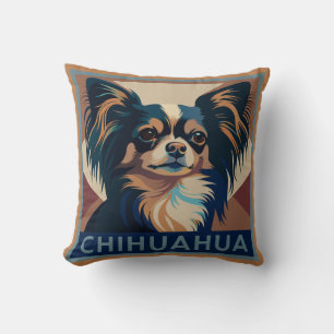 Tricolor Long Haired Chihuahua Kissen