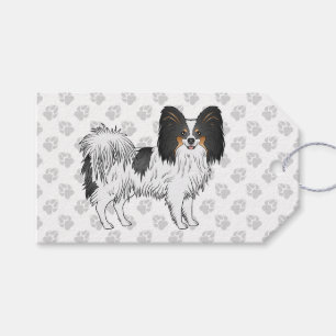 Tricolor Papillon Cartoon Dog mit Muster paw Geschenkanhänger