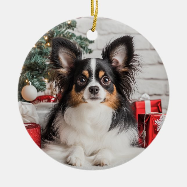 Tricolor Papillon Christmas Keramik Ornament (Vorne)