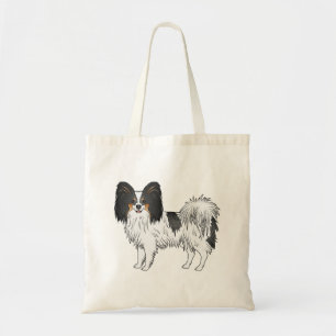 Tricolor Papillon Happy and Niedlich Cartoon Dog Tragetasche