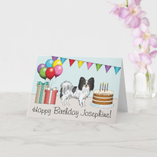 Tricolor Papillon Happy Dog Colorful Birthday Karte