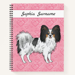 Tricolor Papillon Happy Niedlich Dog On Pink Heart Notizbuch