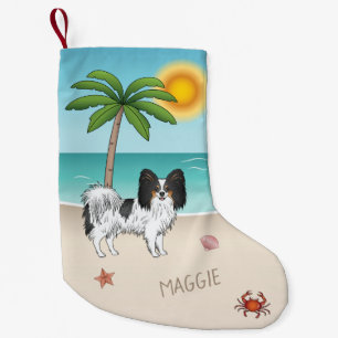 Tricolor-Papillon-Hund an einem tropischen Sommers Kleiner Weihnachtsstrumpf
