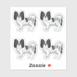 Tricolor Papillon Niedlich Toy Breed Dog Zeichnung Aufkleber