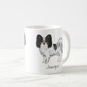 Tricolor Papillon Niedlicher Hund mit Individuelle Kaffeetasse