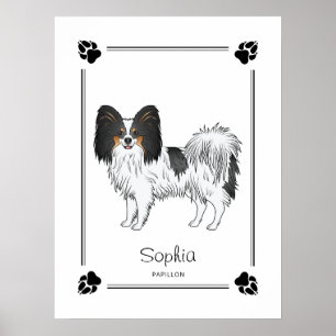Tricolor Papillon Süßer Hund Mit Pfoten Und Text Poster