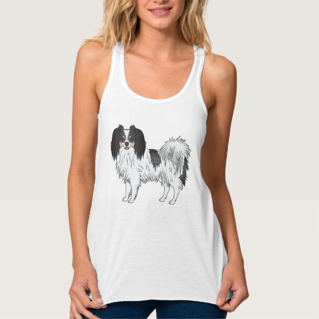 Tricolor Phalène alias Papillon mit Droopy Ohren Tank Top (Vorderseite)