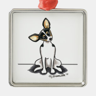 Tricolor Rat Terrier Sit Hübsch Silbernes Ornament