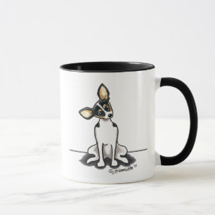 Tricolor Ratten-Terrier sitzen hübsches Tasse