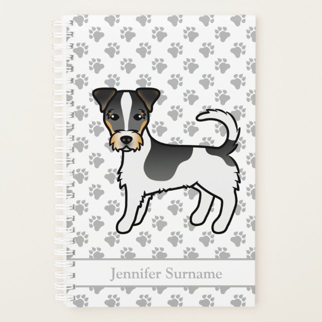 Tricolor Rough Coat Jack Russell Terrier & Name Planer (Vorderseite)