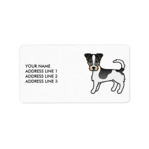 Tricolor Rough Coat Jack Russell Terrier & Text Adressaufkleber
