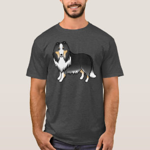 Tricolor Rough Collie Niedlich Cartoon Dog T-Shirt