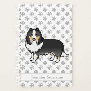 Tricolor Shetland Sheepdog Cartoon Dog & Name Planer