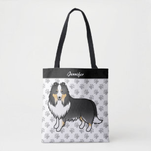 Tricolor Shetland Sheepdog Cartoon Hund & Name