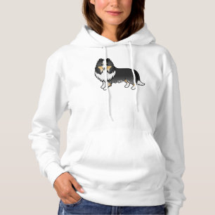 Tricolor Shetland Sheepdog Sheltie Cartoon Hund Hoodie