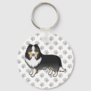 Tricolor Shetland Sheepdog Sheltie Cartoon Hund Schlüsselanhänger