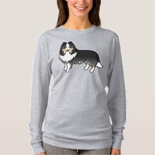 Tricolor Shetland Sheepdog Sheltie Cartoon Hund T-Shirt