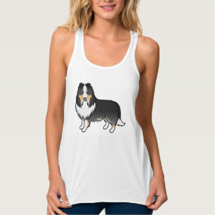 Tricolor Shetland Sheepdog Sheltie Cartoon Hund Tank Top