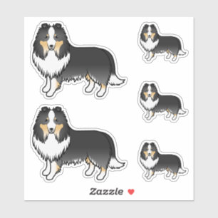 Tricolor Shetland Sheepdog Sheltie Cartoon Hunde Aufkleber