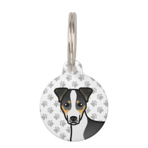 Tricolor Smooth Coat Jack Russell Terrier Kopf Haustiermarke