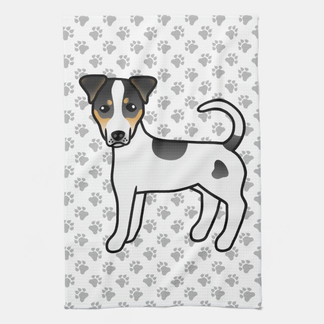 Tricolor Smooth Coat Parson Russell Terrier Dog Geschirrtuch (Vertikal)