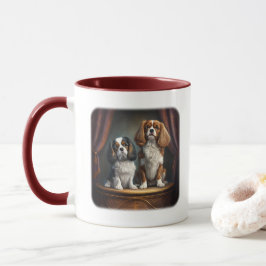 Tricolor und Blenheim Cavalier King Charles Tasse