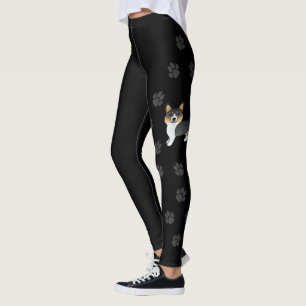 Tricolor Welsh Corgi Pembroke Hund mit Pfotenabdrü Leggings