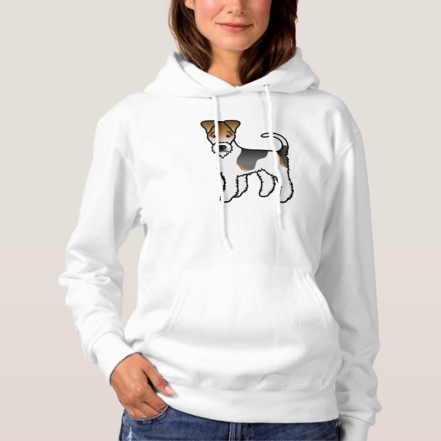 Tricolor Wire Fox Terrier Niedlicher Cartoon Dog Hoodie (Vorderseite)