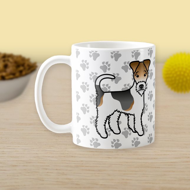 Tricolor Wire Fox Terrier Niedlicher Cartoon Dog Kaffeetasse (Von Creator hochgeladen)