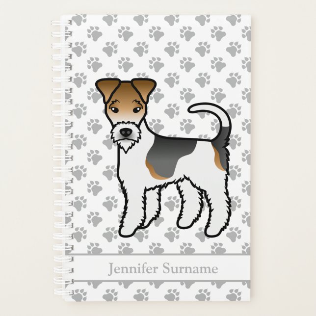 Tricolor Wire Fox Terrier Niedlicher Hund und Name Planer (Vorderseite)