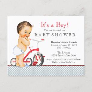 Tricycle Boy Baby Shower Einladung