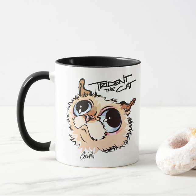 Trident die Katzen-illustrierte Kaffee-Tasse 02 Tasse (Mit Donut)