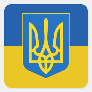Trident Flag Ukraine Quadratischer Aufkleber