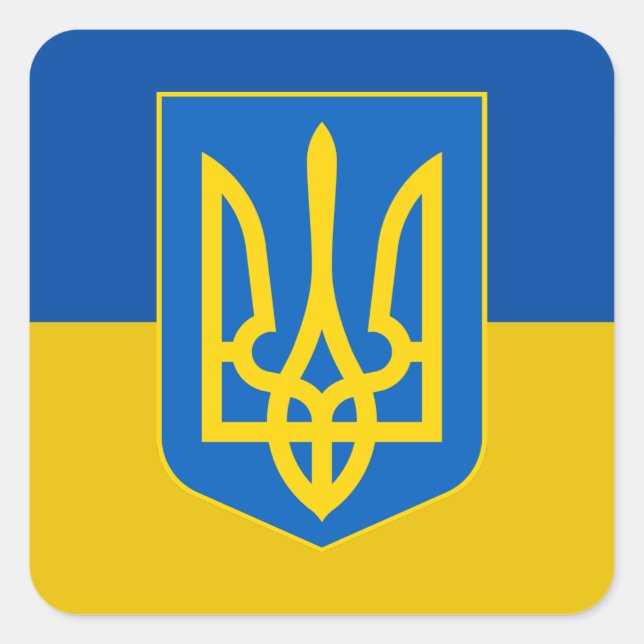 Trident Flag Ukraine Quadratischer Aufkleber (Vorderseite)