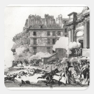 Trieb-heraus vor Kirche St. Roch in Paris Quadratischer Aufkleber