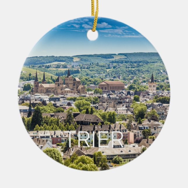 Trier Cityscape Panorama Moselle Deutschland Souve Keramik Ornament (Vorne)