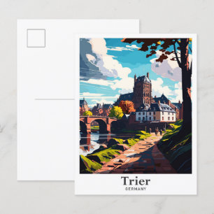 Trier Germany Art Vintage Travel Illustration Postkarte