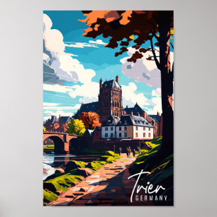 Trier Germany Vintage Reise Illustration Poster