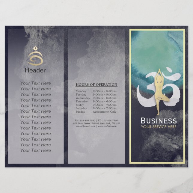 Trifale Yoga Studio Broschüren Meditation Pose Om (Vorderseite)