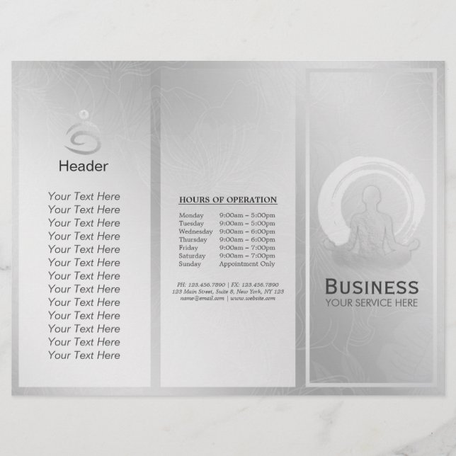 Trifale Yoga Studio Broschüren Meditation Pose ZEN (Vorderseite)