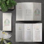 Trifale Yoga Studio Broschüren Meditationsstudio<br><div class="desc">Yoga Studio Meditation Instructor / Life Coach / Heiler / Reiki Master / Massage Therapy Tri-Fold Broschüren Template - Elegant Green Bodhi Leaf und Yogi in Easy Seat Pose / YOGA Easy Pose / Sukhasana Pose auf weißem Holz Hintergrund. Einfach mit Ihrem eigenen Text und Bildern anpassen - machen Sie...</div>