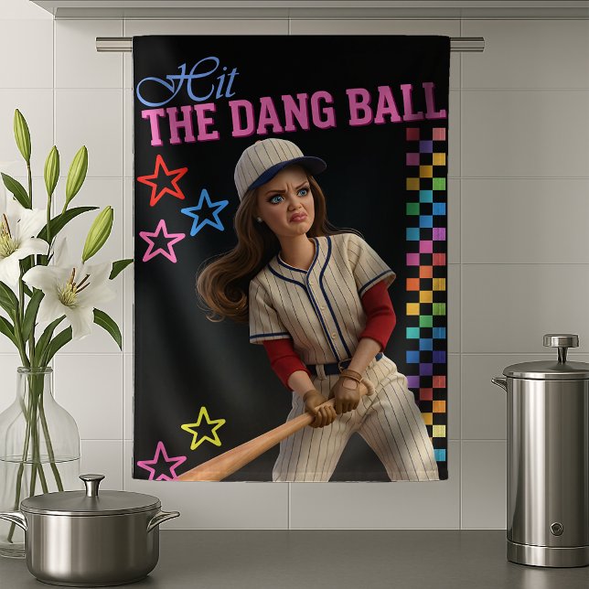 Triff Den Verfluchten Ball Lustige Baseball-Mutter Geschirrtuch (Von Creator hochgeladen)
