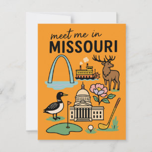 Triff mich in Missouri St. Louis Kansas City Retro Postkarte